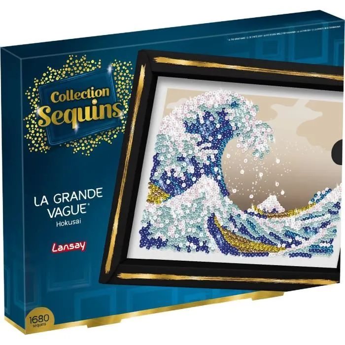 Kit loisir créatif - LANSAY - Collection Sequins - La Grande Vague - Hokusai - Dès 14 ans-0