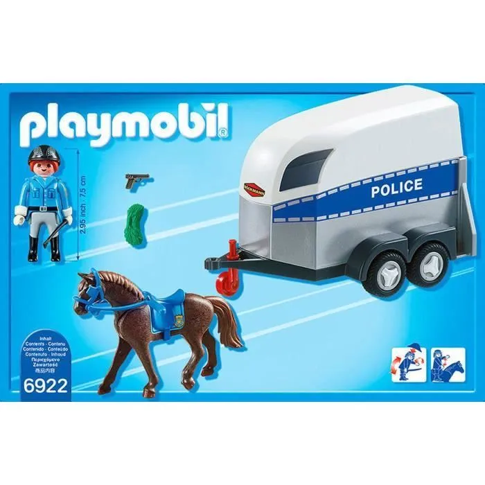 PLAYMOBIL - City Action - Policière avec Cheval et Remorque-1