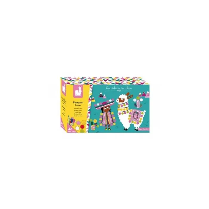 Set créatif pompons Lamas - JANOD - Activité créative pour enfant - Multicolore Jaune - 22x4x13cm-0