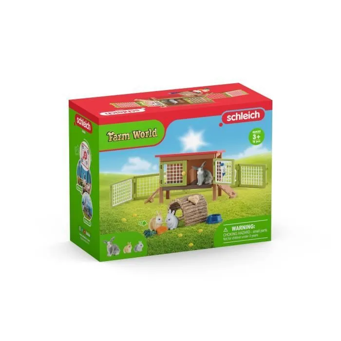 Clapier à lapin, coffret figurines Schleich 42420 Farm World, jouet pour enfant, dès 3 ans-7
