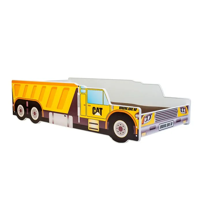 Lit simple enfant - 1001Jouets - Camion de chantier - 140x70 cm - Matelas inclus - 1 place-0