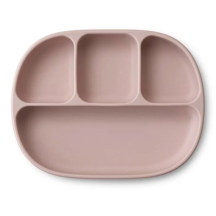 Assiette - plateau repas Interbaby - SI008-66 - Assiette avec couvercle et ventouse en silicone rose-1