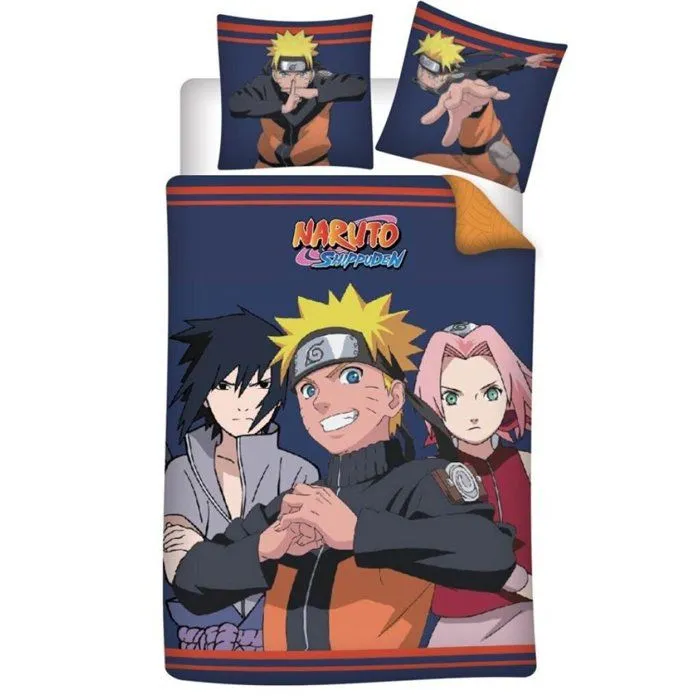 Parure de lit enfant - MANGA - Naruto - Bleu - Synthétique - Lavable en machine-1