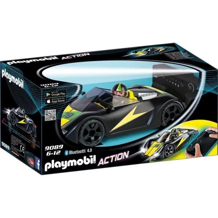 Voiture de Course Radiocommandée PLAYMOBIL 9089 - Action - Noir-0