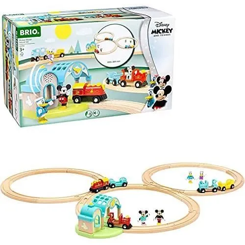 Circuit de train en bois - BRIO - 32292 - Mickey Mouse Deluxe-Disney - Multicolore - Beige - 33 pièces-0