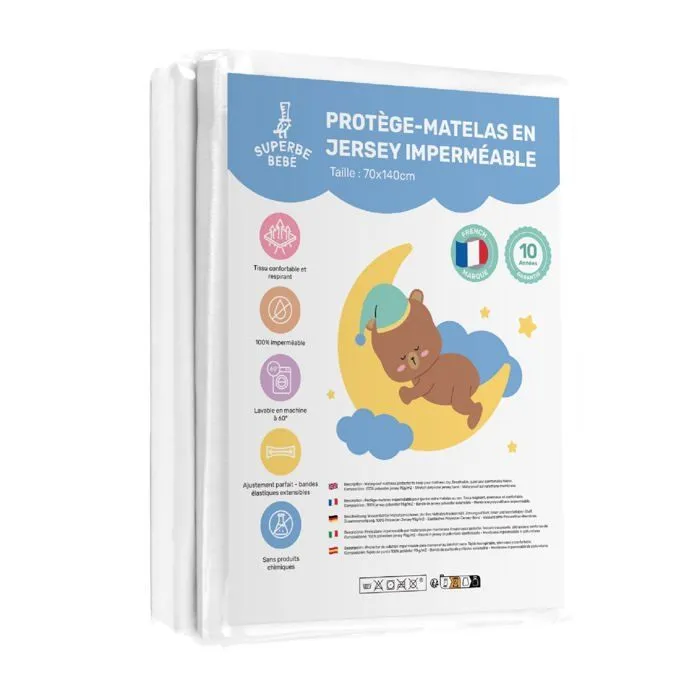 Protège matelas imperméable pour lit bébé - 70X140 | SUPERBE BEBE-0