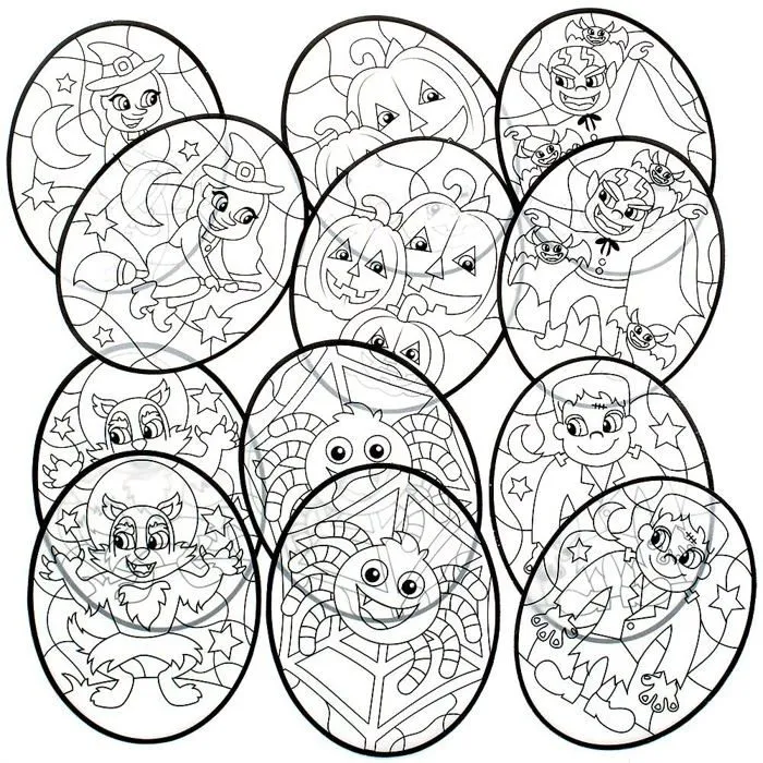Baker ross - FX285 - Deco Fenetre Halloween a Colorier - Lot de 18, Activite Halloween Enfant ()-1
