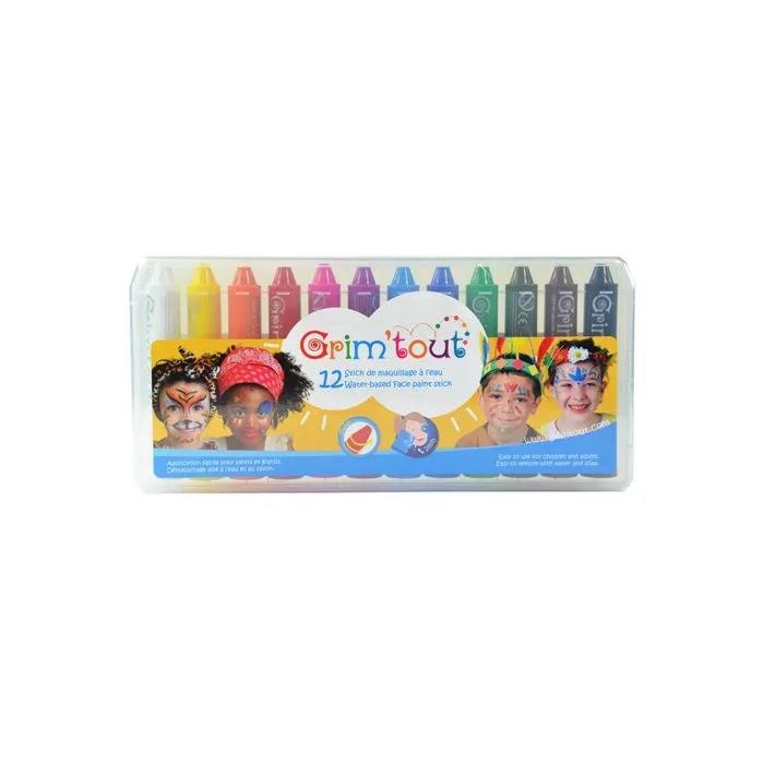 Crayons de maquillage - Grim'tout - Lot de 12 - Multicolore - À l'eau - Sans parabène-2
