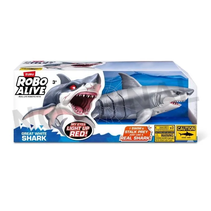Jouet Interactif - ZURU - Shark Attack Robo Alive - Grand requin blanc avec mouvements réalistes et yeux brillants-2