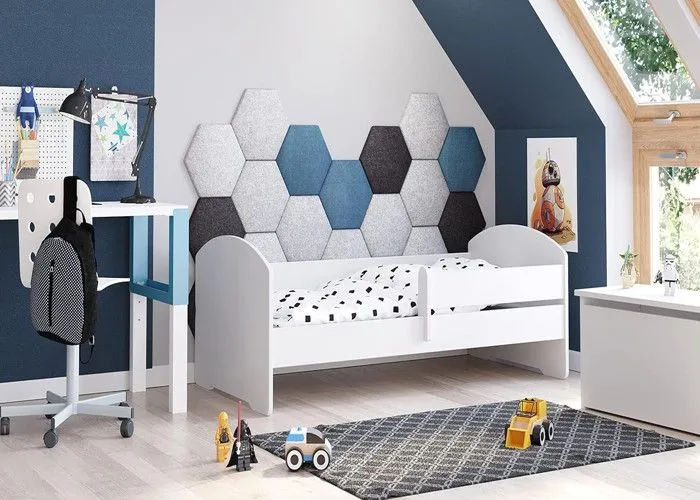 Lit enfant LOU avec balustrade et matelas inclus - Sans graphique - 160 cm x 80 cm-2