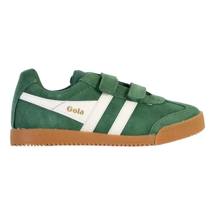 Basket Cuir Enfant - GOLA - Barrier Strap - Scratch - Vert Blanc - Confort Exceptionnel-1