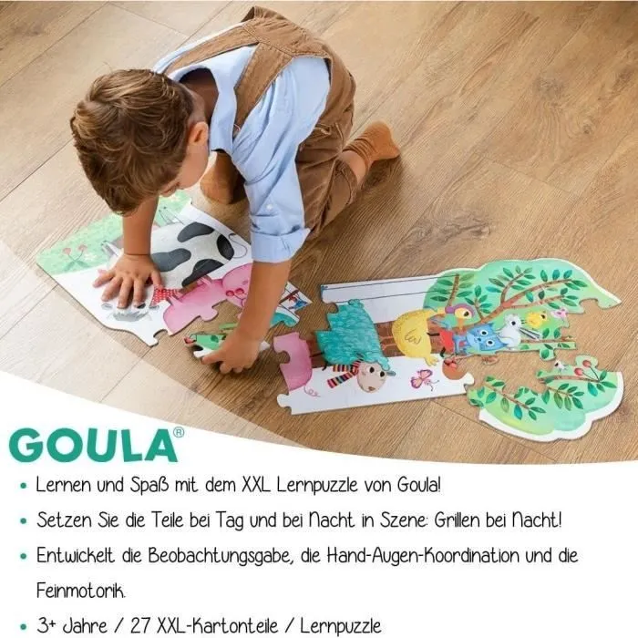 Puzzle XXL Ferme Jour/Nuit Goula - Brille dans le noir - Pour Enfant - Blanc-1