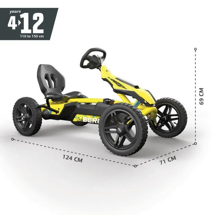 Kart à pédales BERG Rally DRT Jaune - Pour Enfant - 3 vitesses - Pneus à chambre à air-0