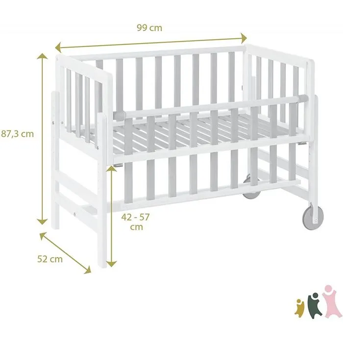 Lit bébé - Geuther - 1123 6 WENA OM - Blanc/Naturel - 99x52x87.3 cm - 1 place-1