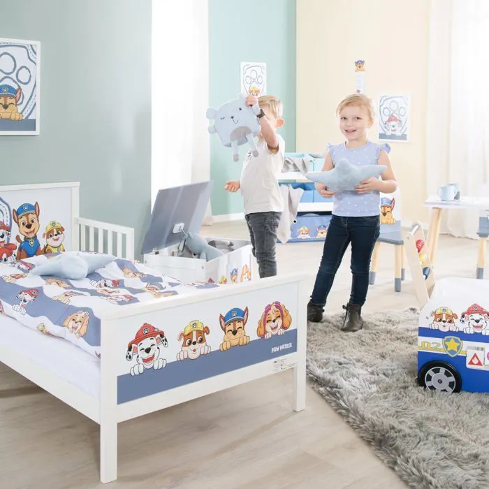 Lit Enfant 2-7 Ans avec Barrières de Protection + Parure de Lit ROBA Pat'Patrouille - Blanc - 70x140 cm-3