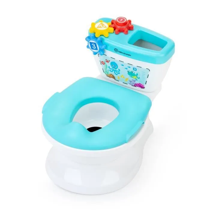 BABY EINSTEIN Mini Toilette enfant avec Réducteur de Toilette inclus, Chasse d'eau musicale-0