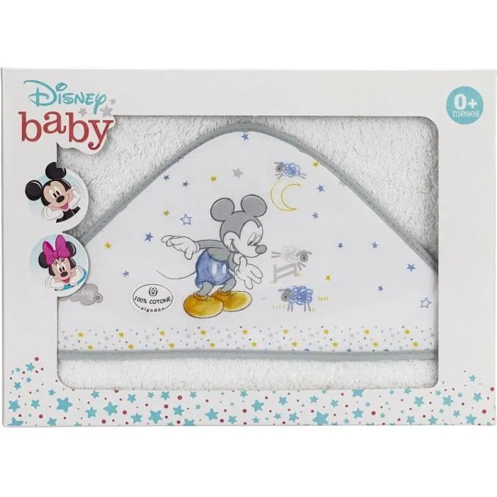 Disney cape de bain Mickey Mouse junior 100 cm coton blanc/gris-2