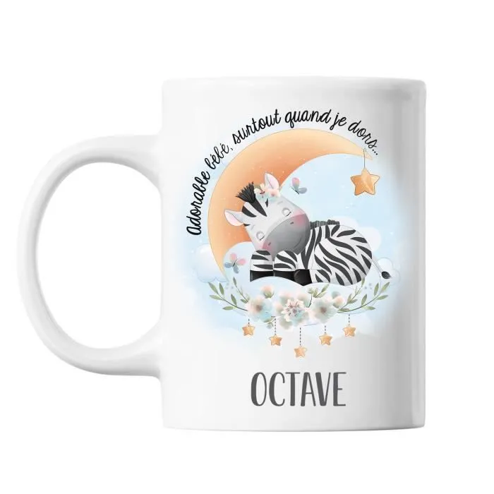 Mug Octave adorable bébé quand je dors Zèbre | Cadeau Bébé et Naissance-0