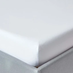 Drap-housse uni 180 x 200 cm 100% coton égyptien 200 fils coloris blanc-0