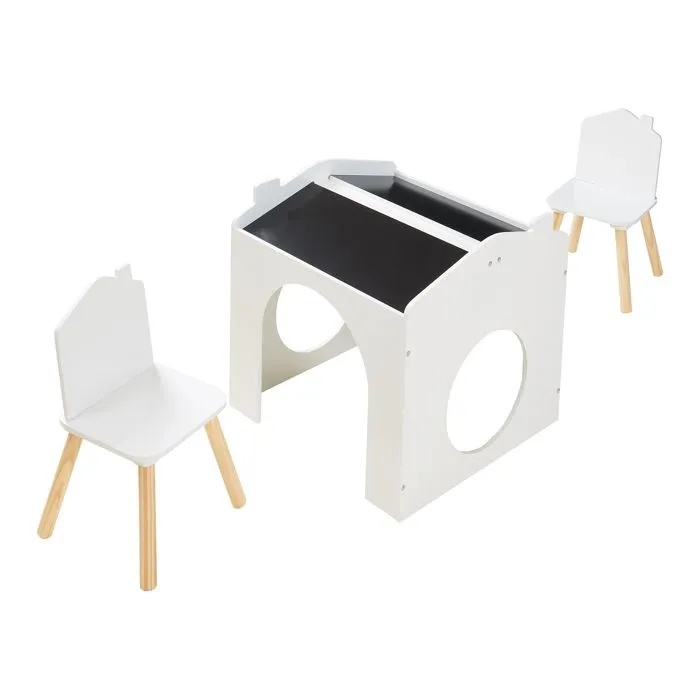 Ensemble de table de dessin et 2 chaises pour enfants Romso blanc-3