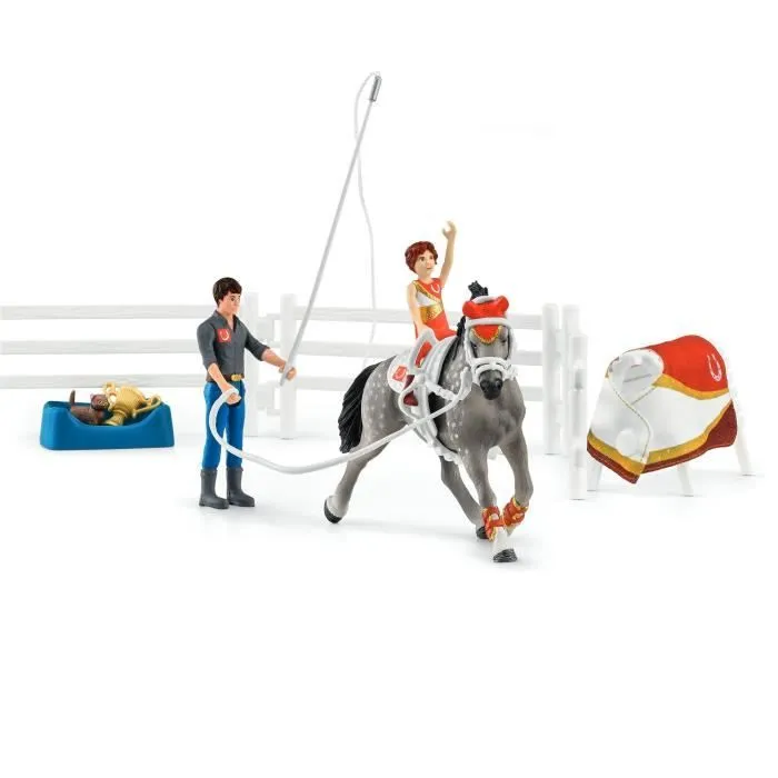 Coffret d'entraînement à la voltige de Mia, coffret schleich avec 18 éléments inclus dont 1 cheval schleich et 2 personnages,-1