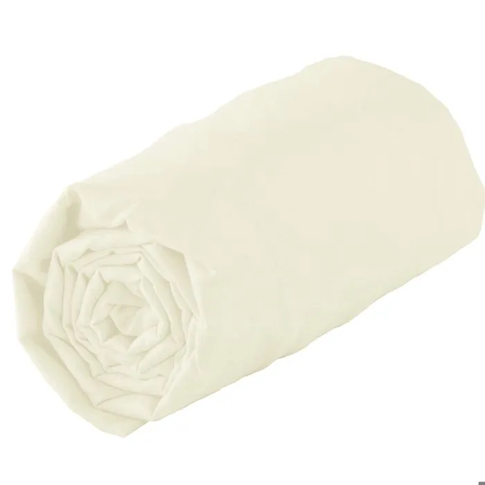Drap housse 100% coton biologique - bonnet 30 cm Sable 90x200 cm-1