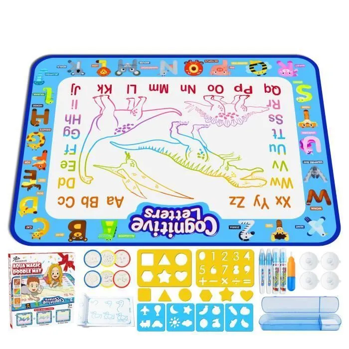 Tapis Dessin Enfant - Aquadoodle - Graffiti - 30pcs - 100*80cm - Couleurs Bleu Jaune Vert Rose-3