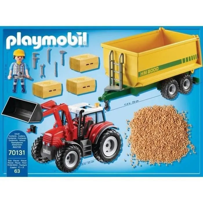 PLAYMOBIL - 70131 - Country La Ferme - Grand tracteur avec remorque-1