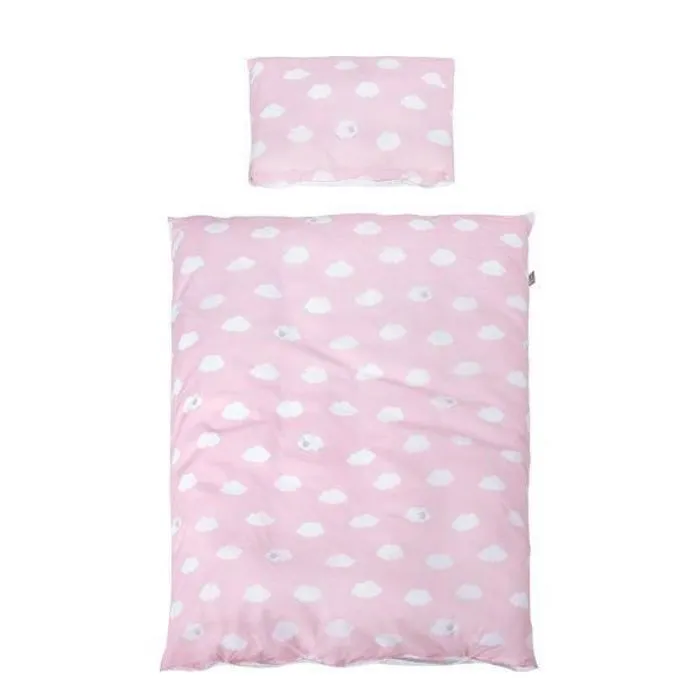 Parure de lit Bébé Kleine Wolke - ROBA - Nuage Rose - 100x135 cm + 40x60 cm-0