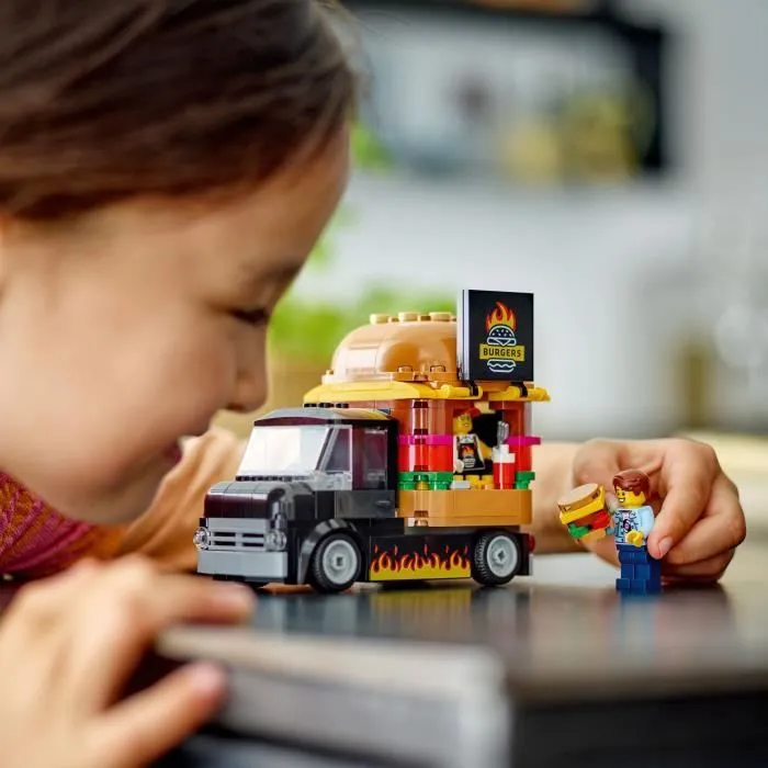 LEGO® 60404 City Le Food-truck de Burgers, Jouet de Camionnette, Jeu Imaginatif avec Camionnette et Minifigurines-4