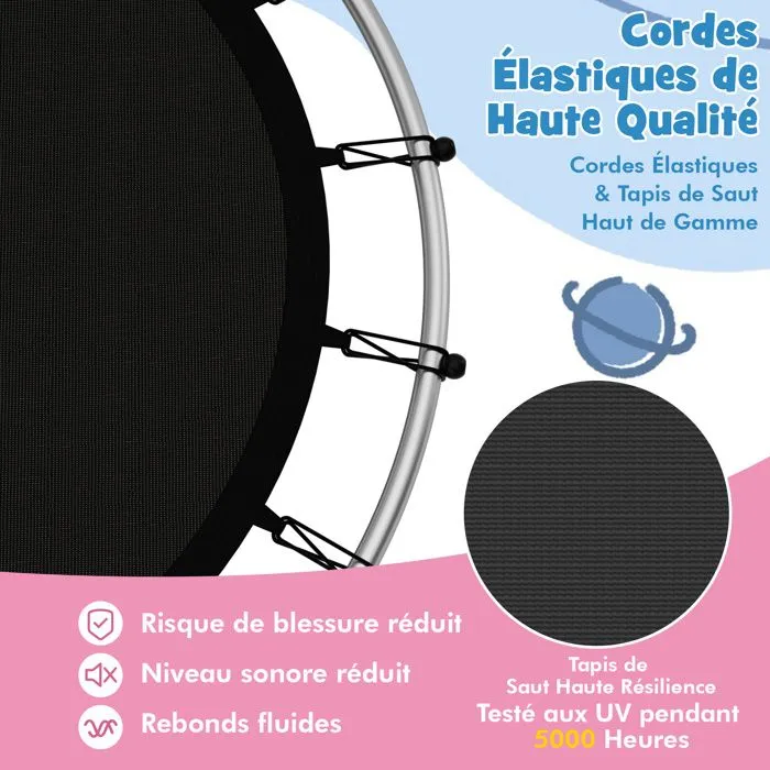 COSTWAY Trampoline de Jardin pour Enfants avec Filet de Protection, Appuis de Ressorts et Structure en Acier, 165x165x191cmMacaron-2