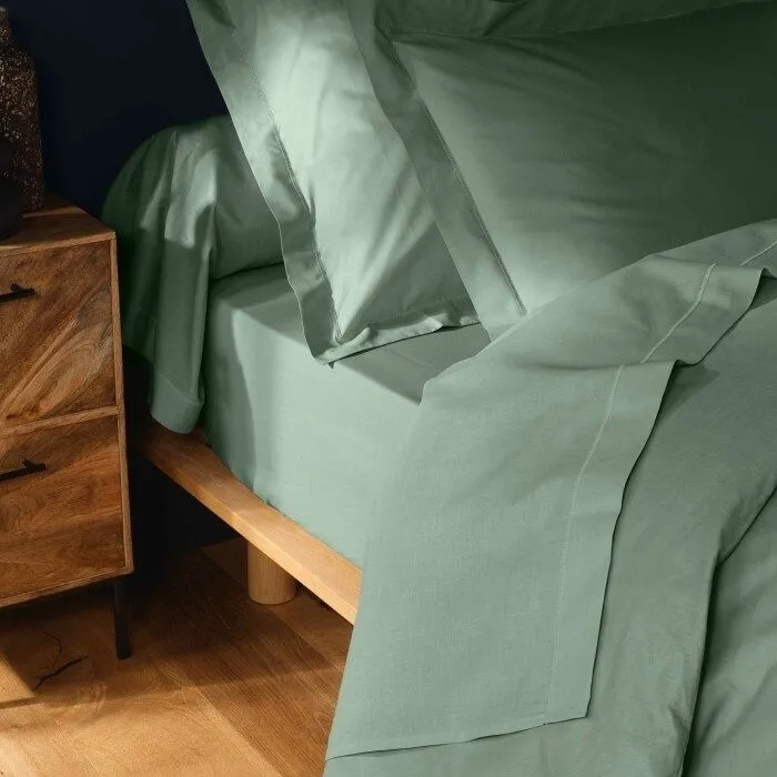 Drap housse 90x190 cm - Bonnet 30 cm - 100% coton - Sauge-2