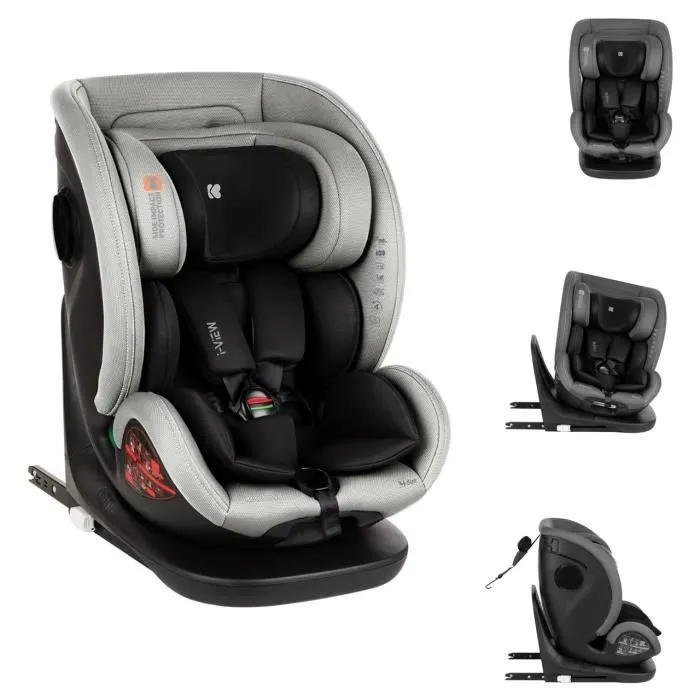 Kikkaboo Siège enfant i-View i-Size (40-150cm) Isofix Rotation à 360 degrés [gris clair]-1