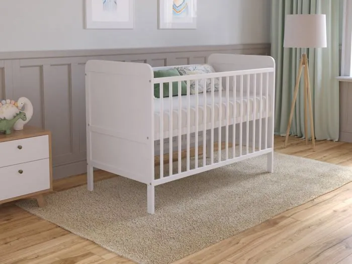 Lit Bebe Evolutif Avec Matelas - Lit Bebe Set Complet 120x60 cm Bois,Blanc convertible-0