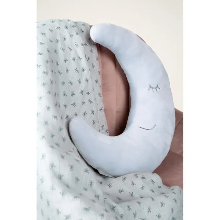 Coussin Lune en Peluche ROBA Style - Bleu clair - Pour Enfant - Aide au Sommeil et Jeu-1