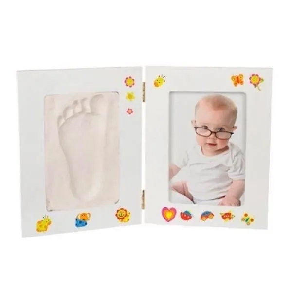Cadre photo avec kit de moulage pour empreintes bébé-0