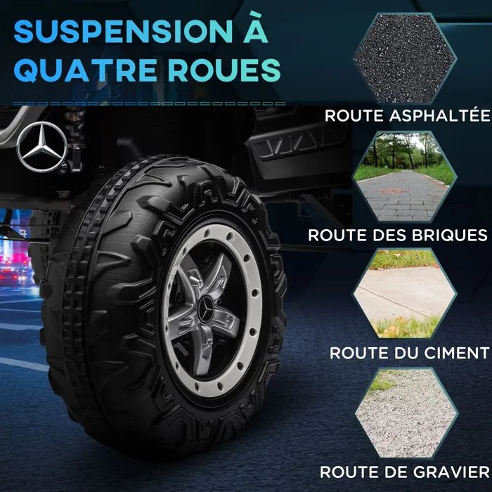 Voiture électrique pour enfants - HOMCOM - Mercedes-Benz Unimog - avec télécommande, roues suspendues, klaxons, lumières, musique-4