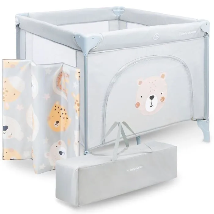 Moby-System Parc Bébé Pliable avec Matelas et Sac de Transport 97x100x77 cm- Lit Parapluie- Roues verrouillables- Antidérapant-0
