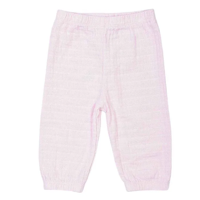 Pantalon bébé - SEVIRA KIDS - Regular - Gaze coton biologique - Rose clair - Taille élastique-0