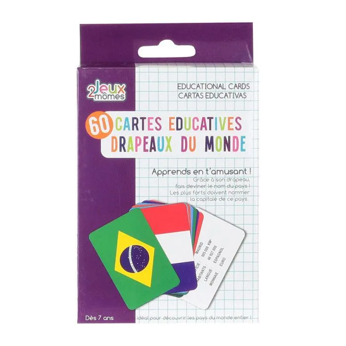Jeux 2 Momes Cartes Educatives Pays et Drapeaux (2327)-0