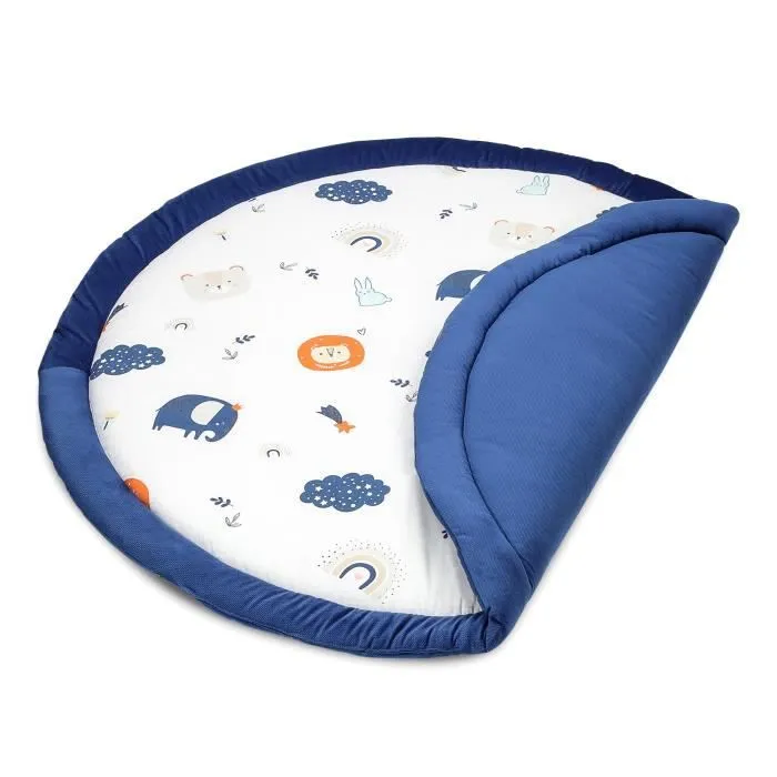 Coussin de sol enfants à volants 100 cm - matelas de sol coin cosy chambre d'enfant rond rampant couverture pour bébé Arc-en-ciel-1