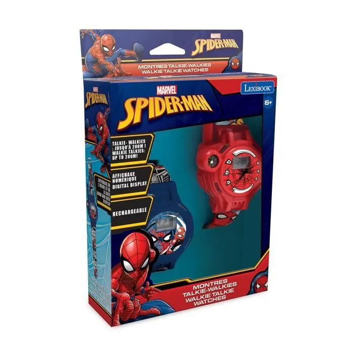 Montre 2 en 1 Walkie-Talkie SpiderMan 200m - LEXIBOOK - Rouge - Pour Enfant dès 3 ans - Licence Spiderman-3