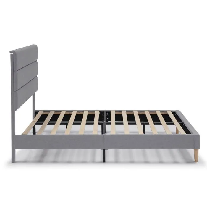 Cadre de lit plateforme Aroma capitonné 30 cm, 140x190 cm, Gris clair-3
