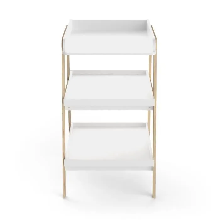 Table à langer TSUGA - Bois massif et MDF - L.58 x P.71,1 x H.101,2 cm - Pour matelas 50x70 cm - Blanc mat-1