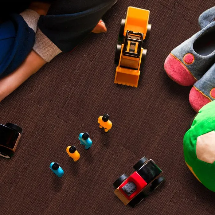 Relaxdays Tapis protection sol 9, puzzle  sport et appareils  fitness,tissu EVA, sans BPA, effet optique bois, marron-2