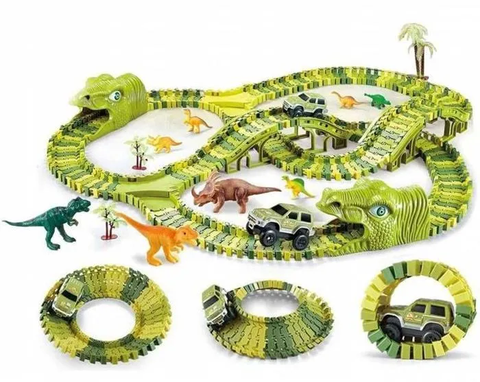 Vehicule miniature assemble - engin terrestre miniature assemble Woopie car track xxl dinosaures 240 EL.-1