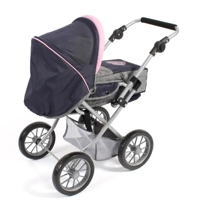 Poussette combinée pour poupée LENI, bleu foncé - gris-2