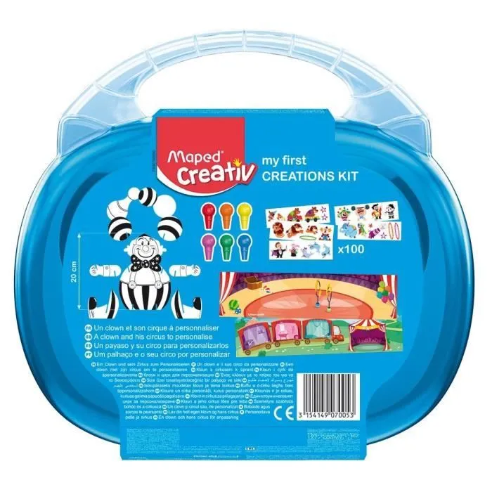 MAPED CREATIV - Mes Premières gommettes et coloriage - Clown 3D à personnaliser - Valisette réutilisable-1