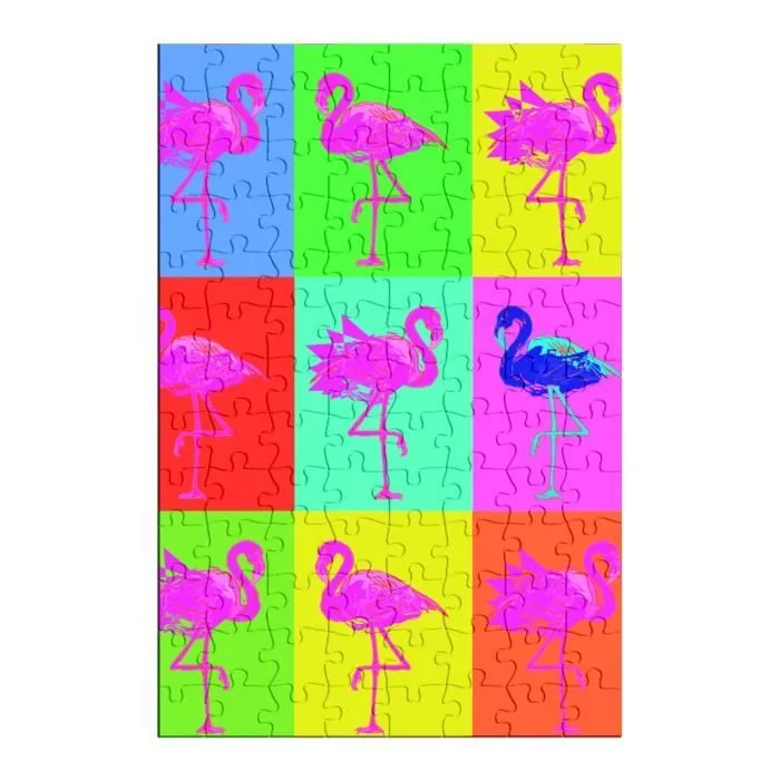 Puzzle Classique - FABULOUS - Mosaïque de Flamants Roses Pop Art - 100 Pièces - Intérieur - Adulte - Mixte-1