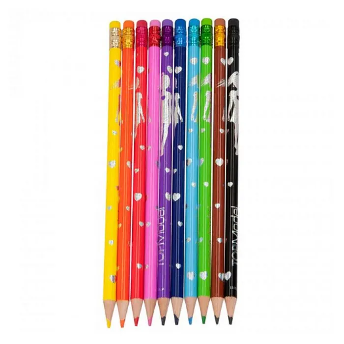 Etui crayons de couleur - TOPModel - 10 crayons - Gommables - Violet et bleu - Pour filles à partir de 6 ans-2